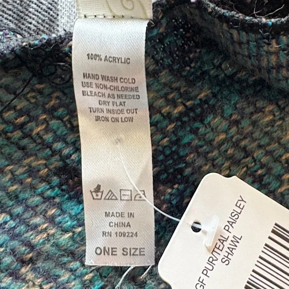 Elegant Black and Teal Paisley Shawl - Picture 5 of 6